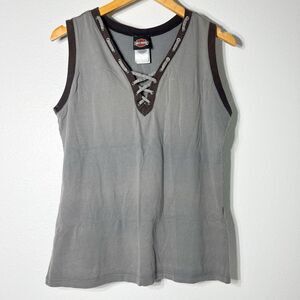 Harley Davidson Tank Top XL Hales Mansfield Ohio Biker McBling Y2K 2009